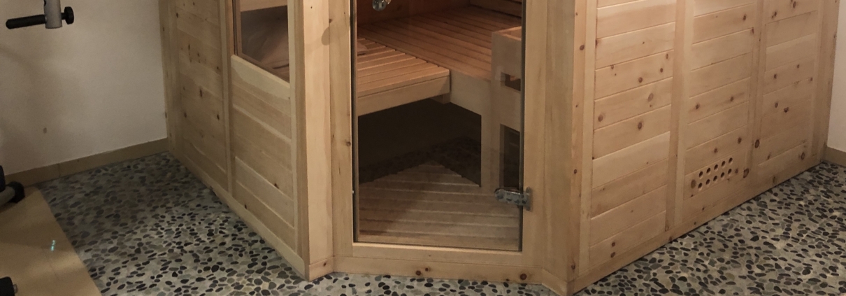 Sauna mit Kieselboden