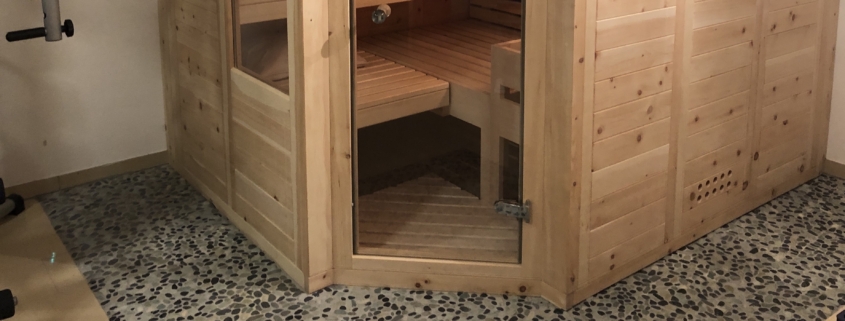 Sauna mit Kieselboden